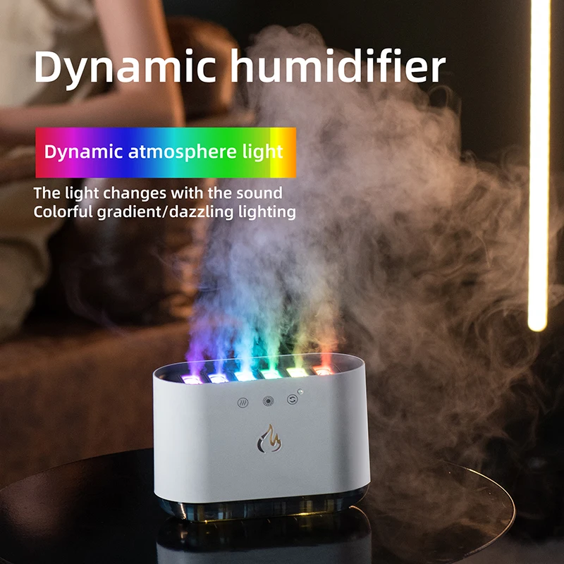 Alev Işığı Ile 3d Yangın Alev Aroma Yayici Usb Hava Nemlendirici Aroma Yayici Buharlı Nemlendirici